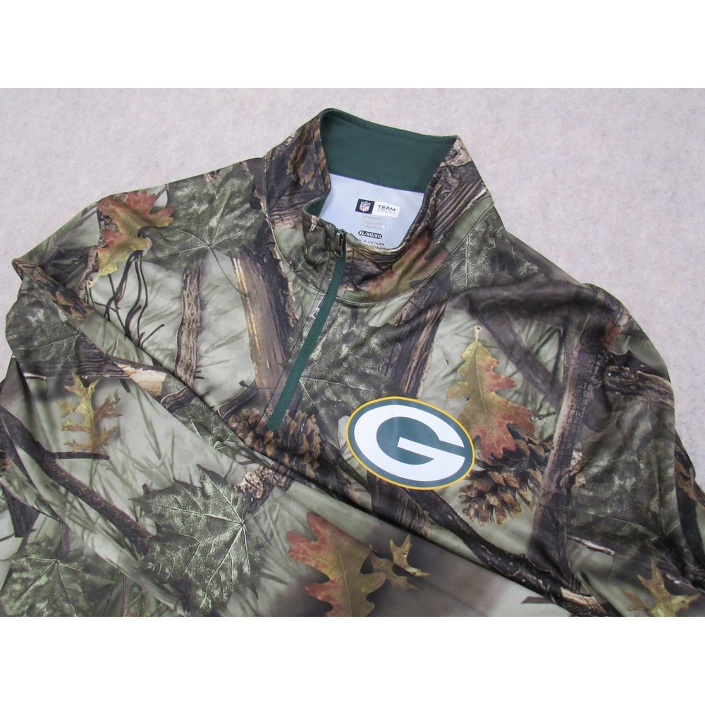 NFL Green Bay Packers Camo 1/4 Zip Pullover Mens XL TX3 Cool Performance Shirt